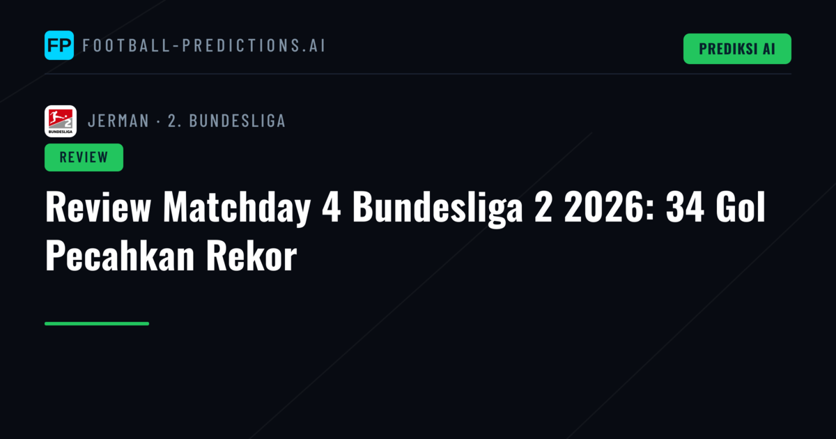 Review Matchday 4 Bundesliga 2 2026: 34 Gol Pecahkan Rekor