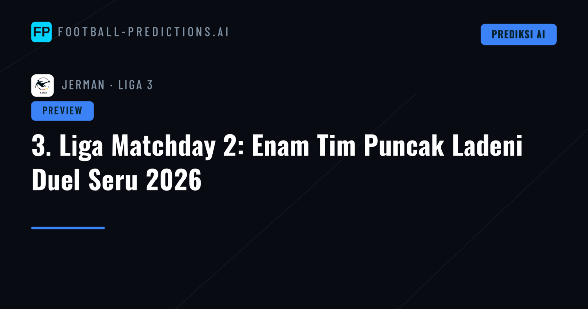 3. Liga Matchday 2: Enam Tim Puncak Ladeni Duel Seru 2026