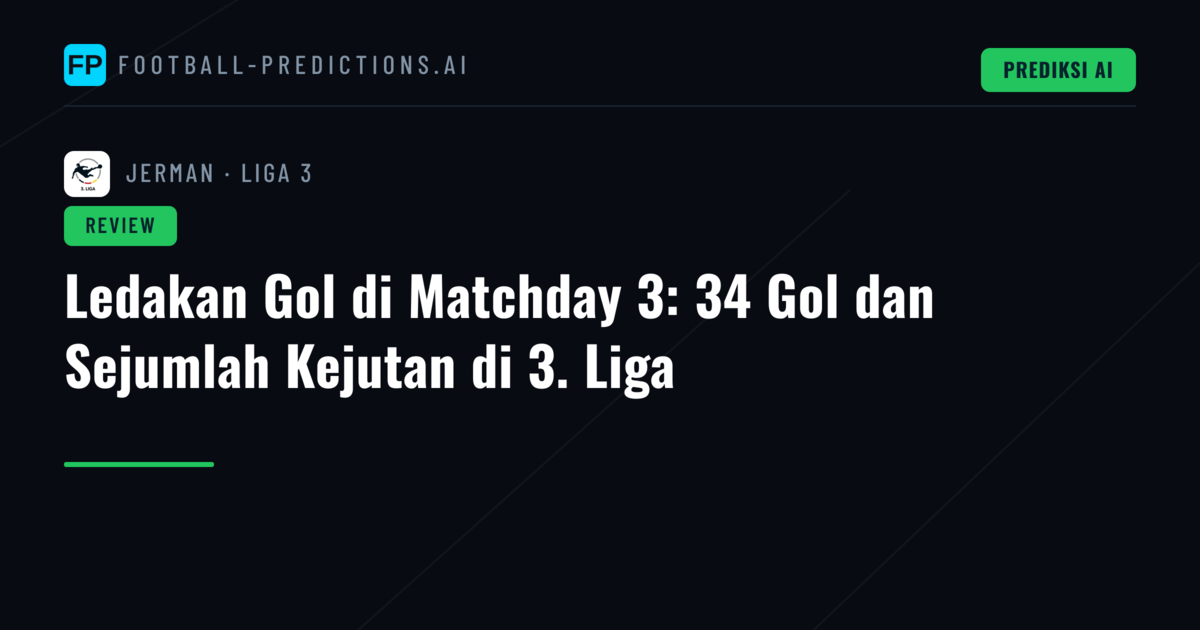 Ledakan Gol di Matchday 3: 34 Gol dan Sejumlah Kejutan di 3. Liga