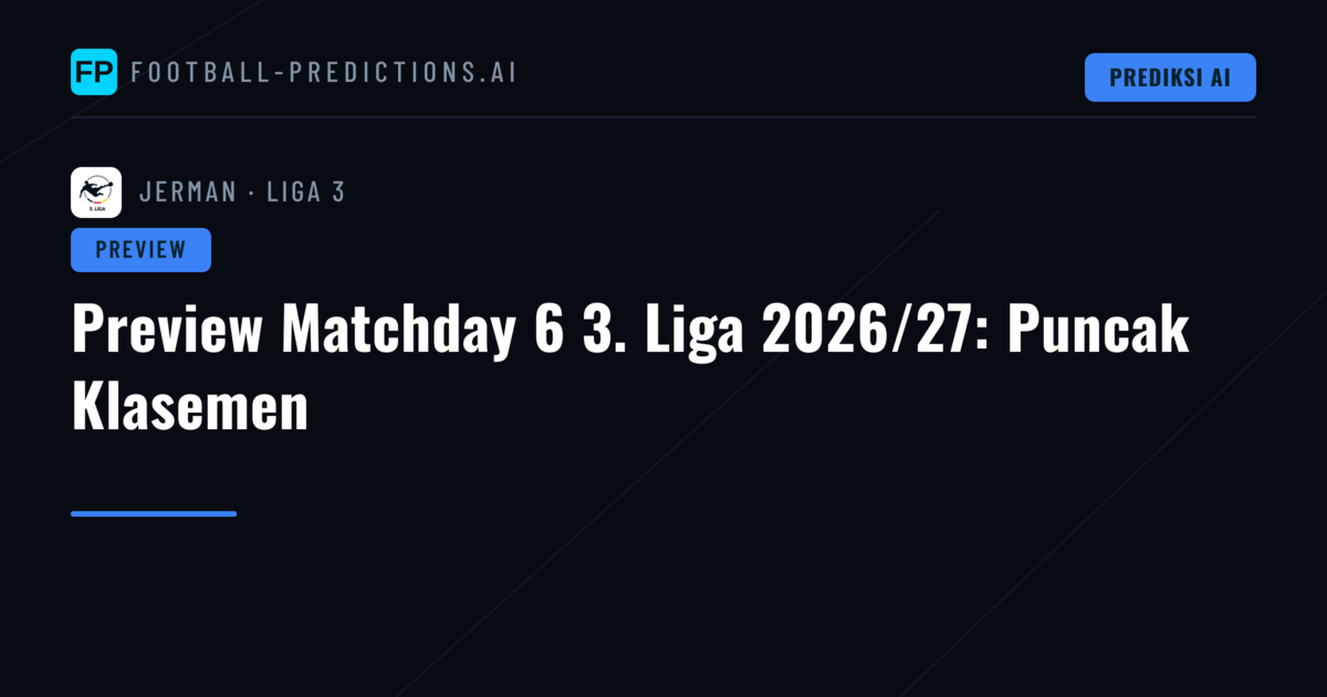 Preview Matchday 6 3. Liga 2026/27: Puncak Klasemen