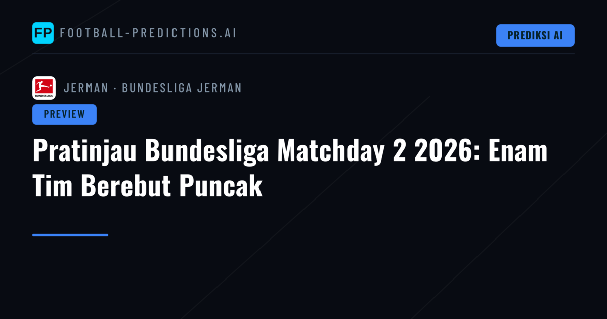 Pratinjau Bundesliga Matchday 2 2026: Enam Tim Berebut Puncak