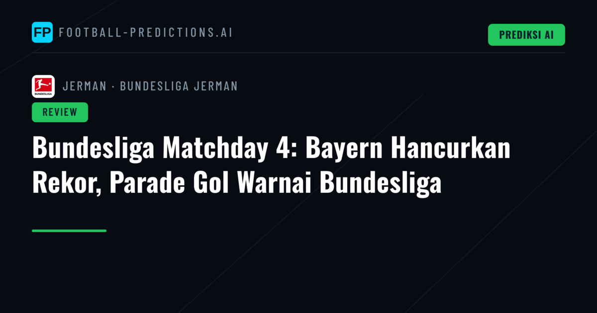 Bundesliga Matchday 4: Bayern Hancurkan Rekor, Parade Gol Warnai Bundesliga