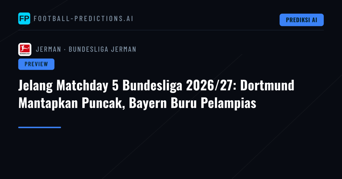 Jelang Matchday 5 Bundesliga 2026/27: Dortmund Mantapkan Puncak, Bayern Buru Pelampias