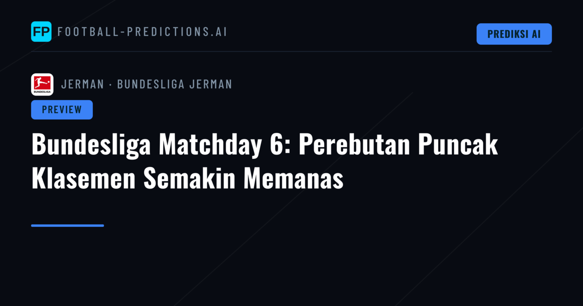 Bundesliga Matchday 6: Perebutan Puncak Klasemen Semakin Memanas