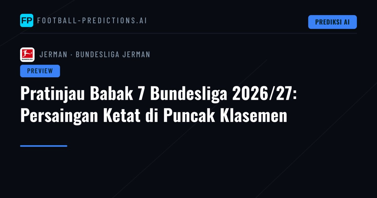 Pratinjau Babak 7 Bundesliga 2026/27: Persaingan Ketat di Puncak Klasemen