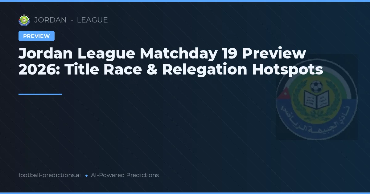 Jordan League Matchday 19 Preview 2026: Title Race & Relegation Hotspots