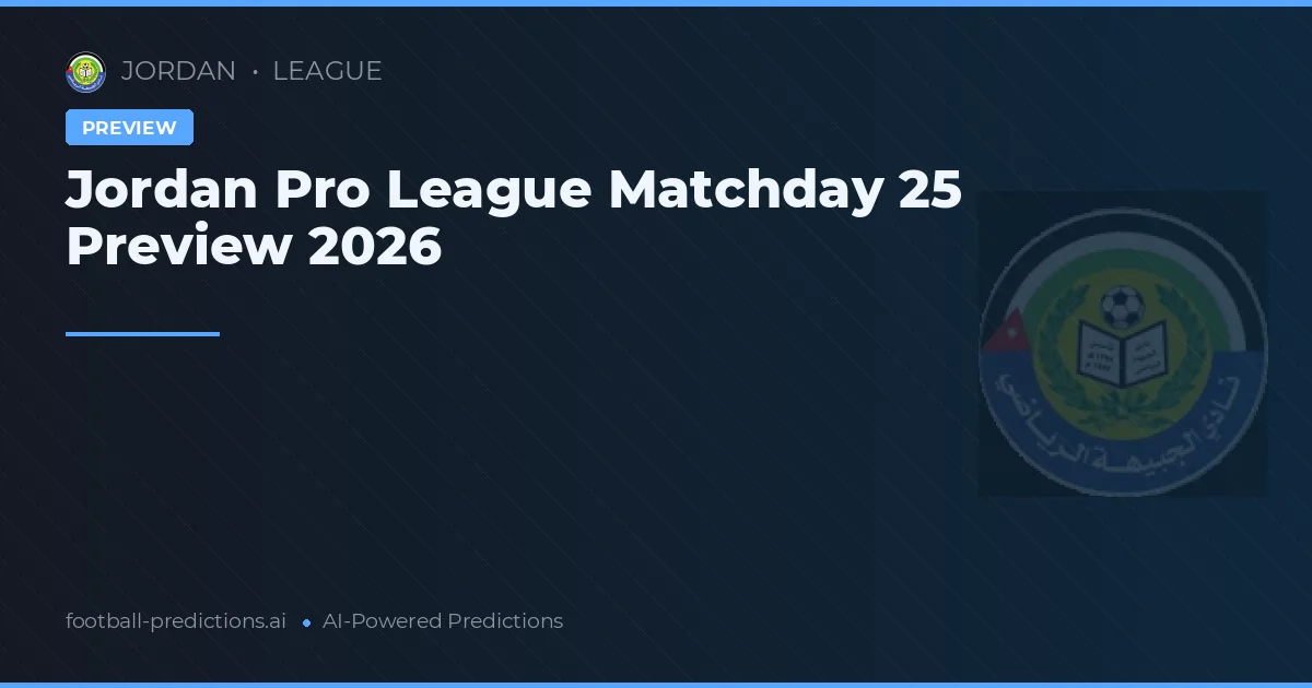 Jordan Pro League Matchday 25 Preview 2026