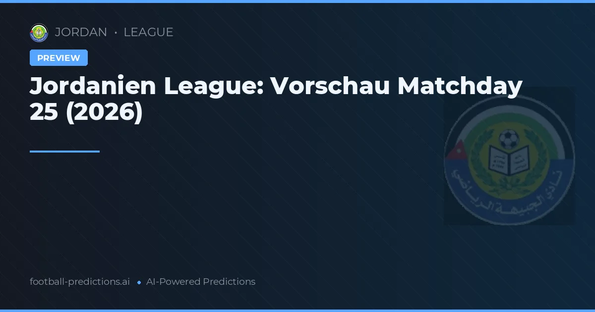 Jordanien League: Vorschau Matchday 25 (2026)