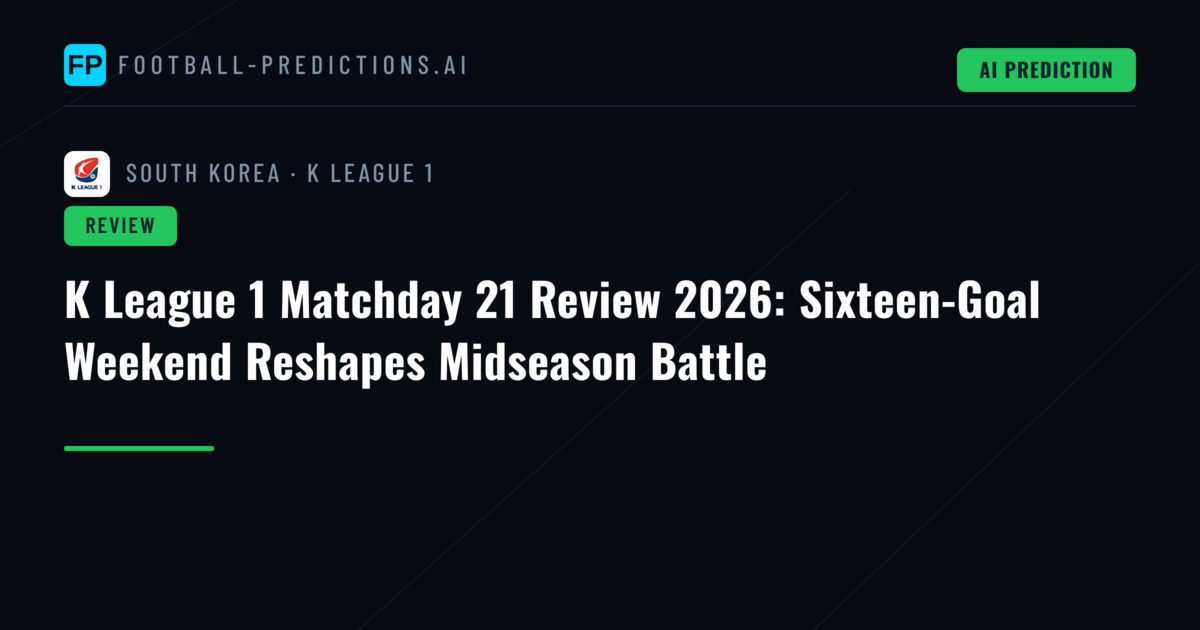 K League 1 Matchday 21 Review 2026: Sixteen-Goal Weekend Reshapes Midseason Battle