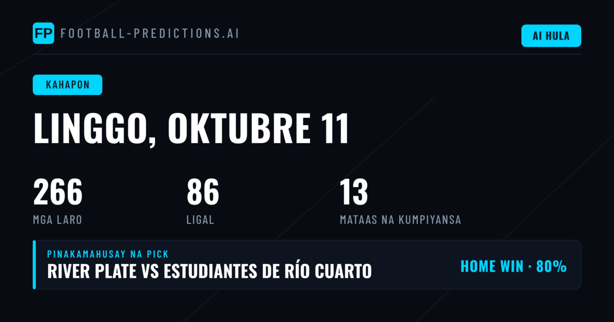 Buod ng mga Resulta — Linggo, 11 Oktubre 2026