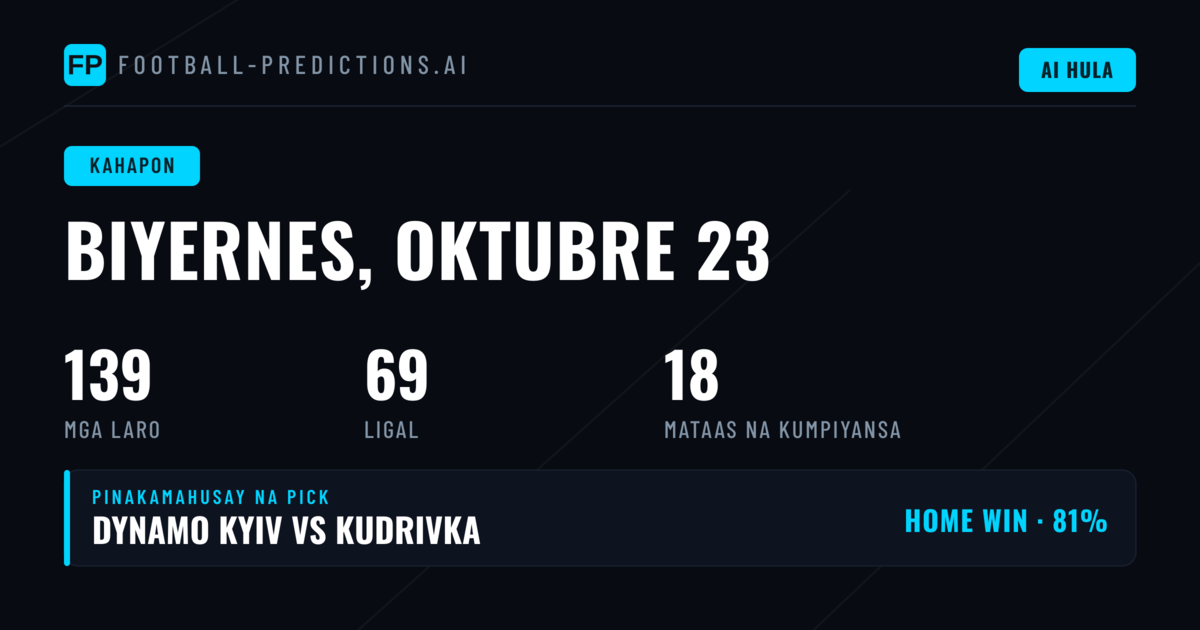 Mga Resulta ngayong Biyernes, 23 Oktubre 2026