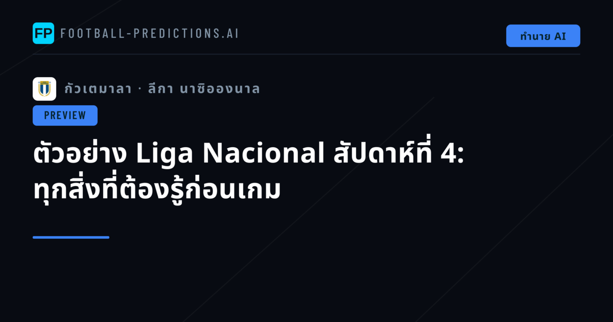 ตัวอย่าง Liga Nacional สัปดาห์ที่ 4: ทุกสิ่งที่ต้องรู้ก่อนเกม