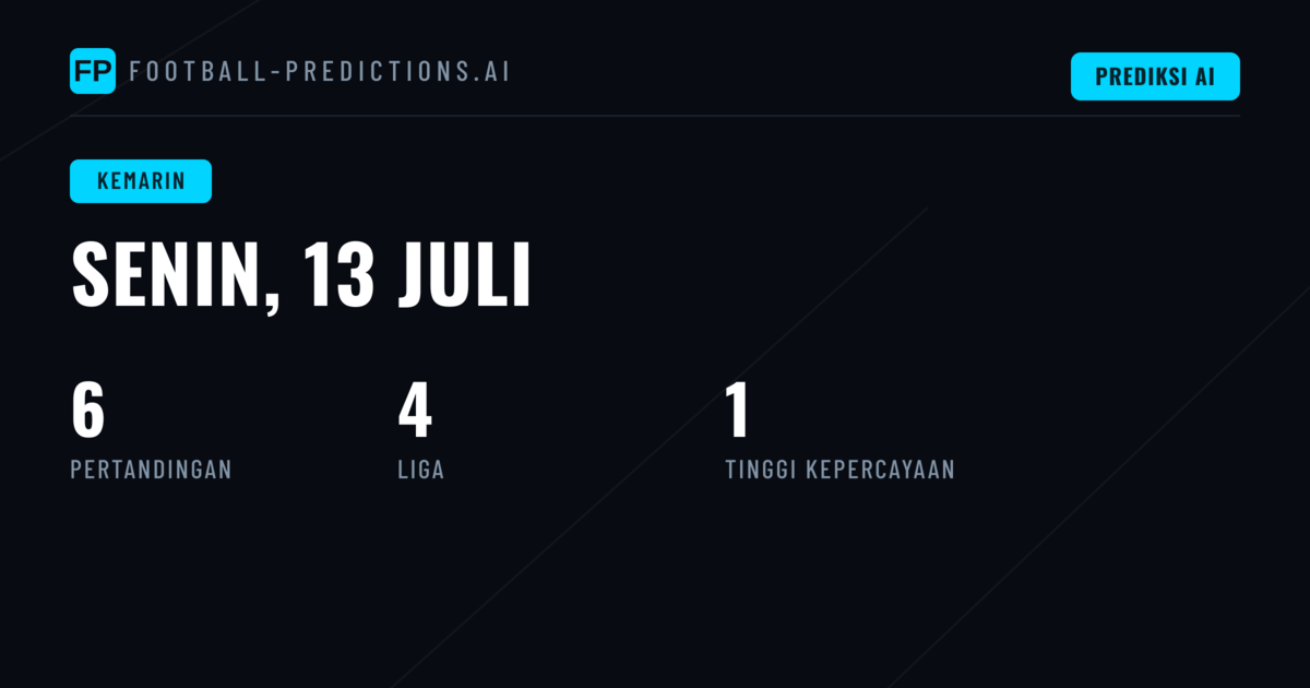 Ringkasan Hasil Prediksi Football 13 Juli 2026