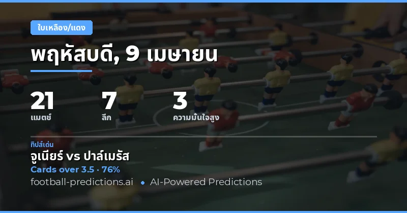 บทนำ: การพนันใบเหลืองในวันแข่งขัน 9 เมษายน 2026