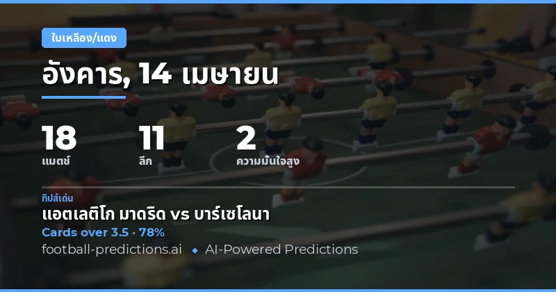 บทนำ: การพนันใบเหลืองในวันที่ 14 เมษายน 2026