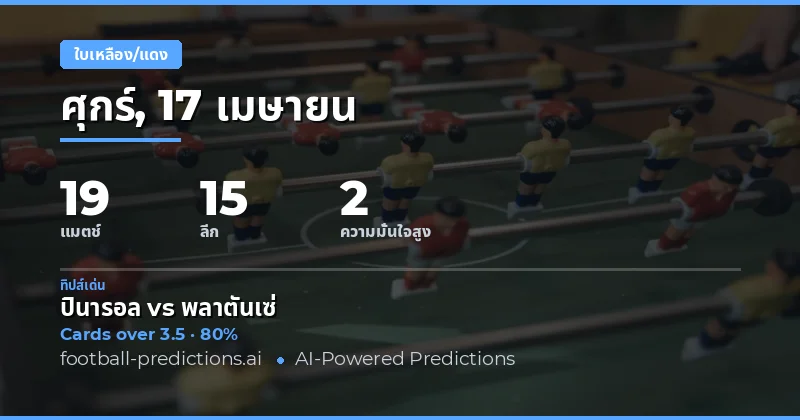 วิเคราะห์การแจกใบเหลืองในเกมฟุตบอล 17 เมษายน 2026