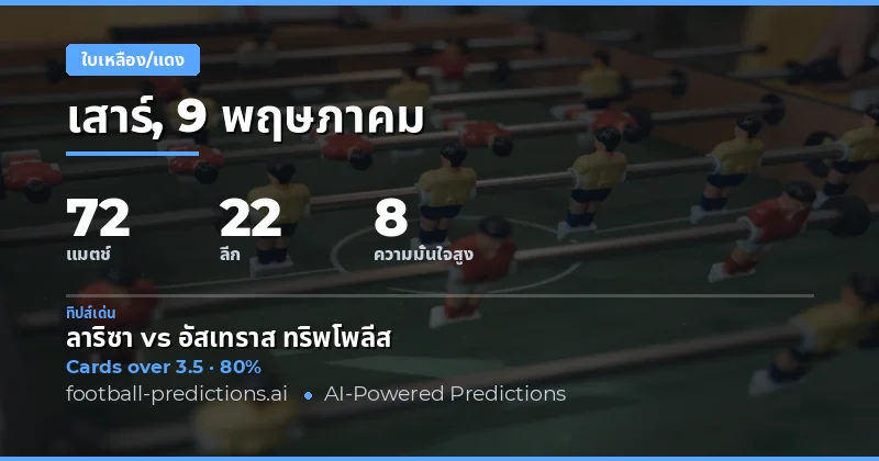 บทนำสู่การวิเคราะห์ Yellow Cards Over/Under วันที่ 9 พฤษภาคม 2026