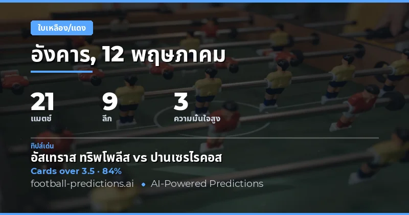 บทนำสู่การวิเคราะห์ Yellow Cards สำหรับวันที่ 12 พฤษภาคม 2026