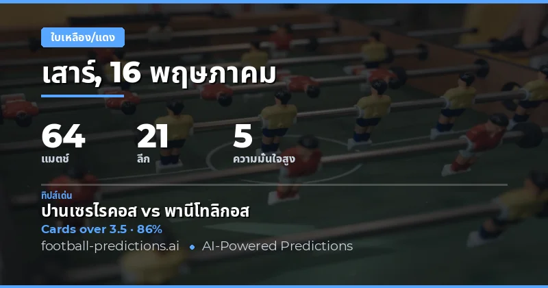 บทนำสู่การวิเคราะห์ Yellow Cards สำหรับวันที่ 16 พฤษภาคม 2026