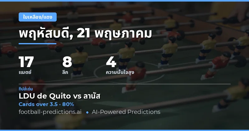 บทนำสู่การวิเคราะห์ Yellow Cards Over/Under วันที่ 21 พฤษภาคม 2026