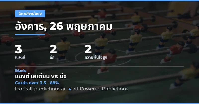 บทนำสู่การวิเคราะห์ Yellow Cards สำหรับวันที่ 26 พฤษภาคม 2026