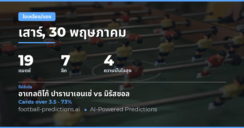 บทนำสู่การวิเคราะห์ตลาด Yellow Cards สำหรับวันที่ 30 พฤษภาคม 2026