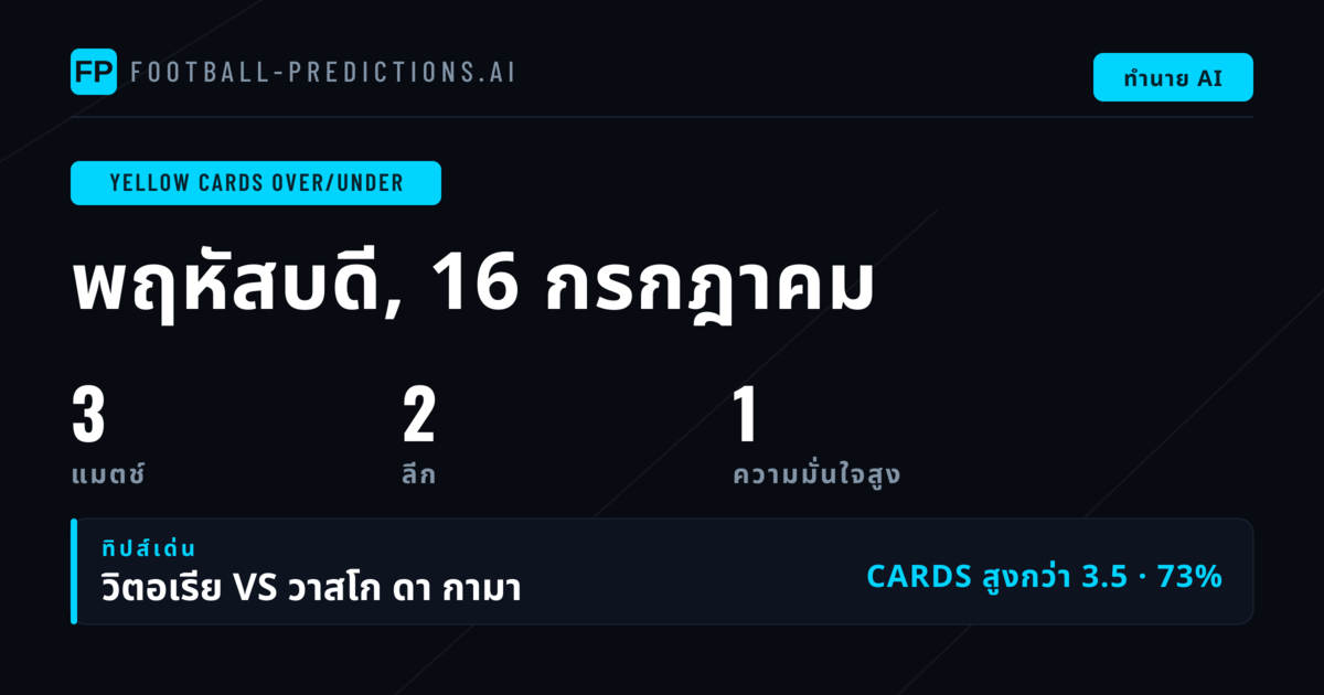 ทีเด็ด O/U บัตรเหลือง วันที่ 16 กรกฎาคม 2569