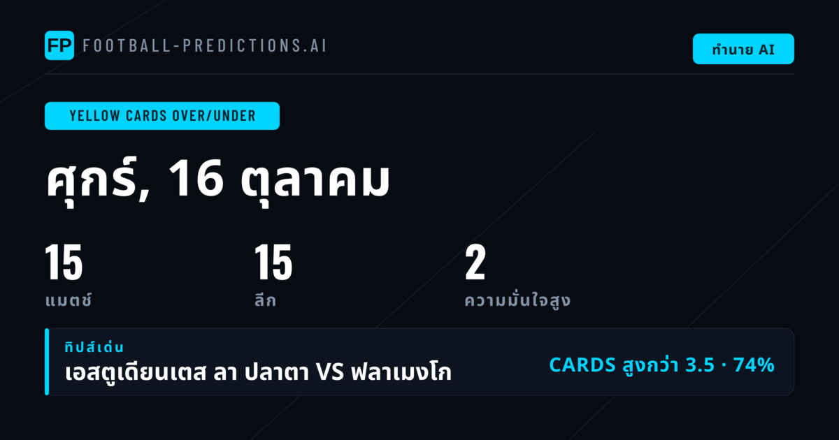 ท็อปพิกอัพ การ์ด O/U วันที่ 16 ตุลาคม 2569