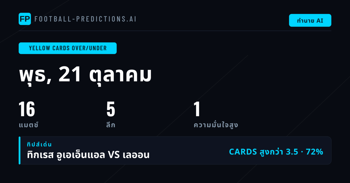 ภาพรวมตลาดทายผลบอลใบเหลืองวันที่ 21 ตุลาคม 2569