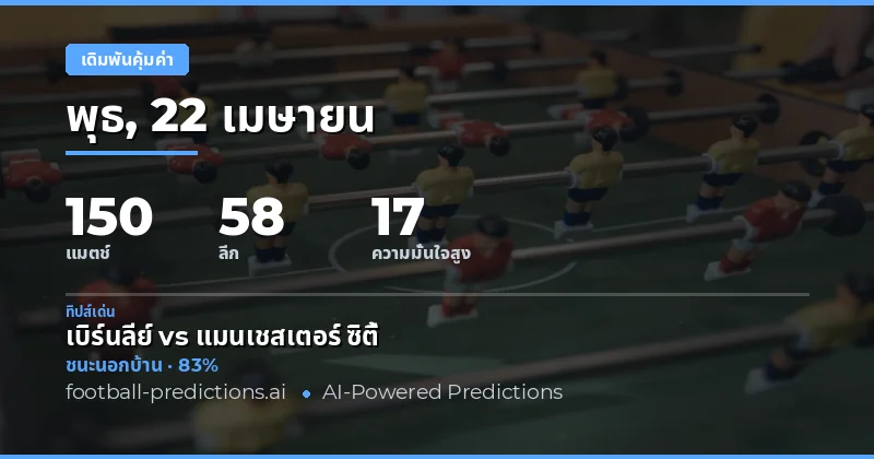 การวิเคราะห์ค่านิยมเดิมพันฟุตบอลในวันที่ 22 เมษายน 2026