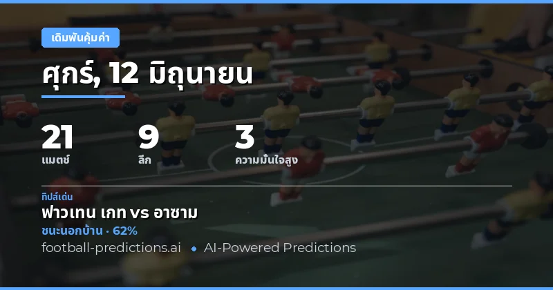 บทนำ: วิเคราะห์ 21 คู่ พร้อมหาเดิมพันคุ้มค่า