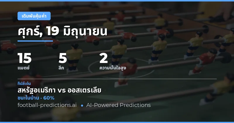 พิกัดเดิมพันคุ้มค่าสุดสัปดาห์นี้ วันที่ 19 มิถุนายน 2569