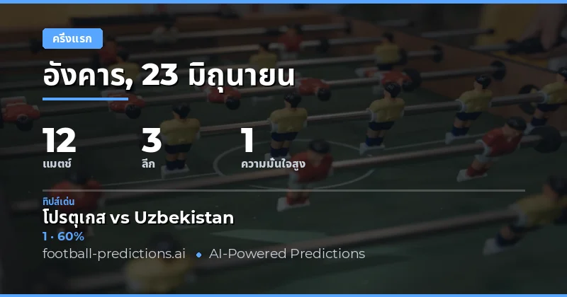 ทางเลือก HT/FT ยอดนิยมสำหรับ 23 มิถุนายน 2569