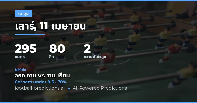 วิเคราะห์แนวโน้มลูกเตะมุม Over/Under ในวันที่ 11 เมษายน 2026