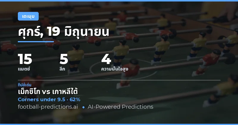 คัดเลือก O/U มุมยอดเยี่ยมสำหรับ 19 มิ.ย. 2569