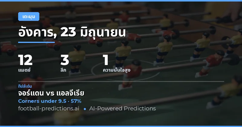 เลือกเดิมพัน O/U มุม ยอดเยี่ยม ประจำวันที่ 23 มิ.ย. 2569