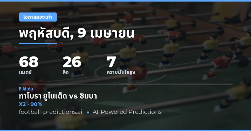 การวิเคราะห์ Double Chance ในวันที่ 9 เมษายน 2026