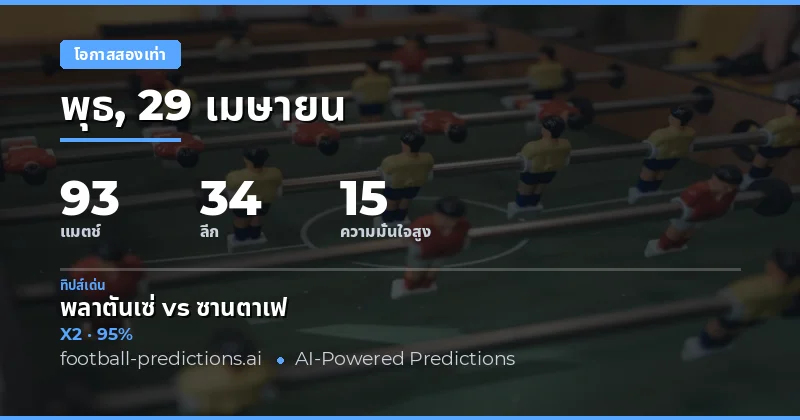 บทนำสู่การวิเคราะห์ Double Chance วันที่ 29 เมษายน 2026