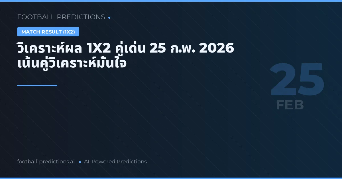วิเคราะห์ผล 1X2 คู่เด่น 25 ก.พ. 2026 เน้นคู่วิเคราะห์มั่นใจ
