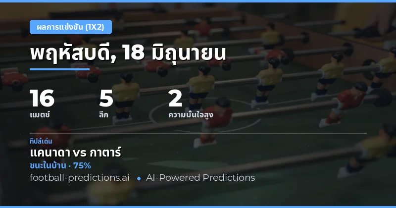 พิกแทค 1X2 ยอดเยี่ยมประจำวันที่ 18 มิถุนายน 2569