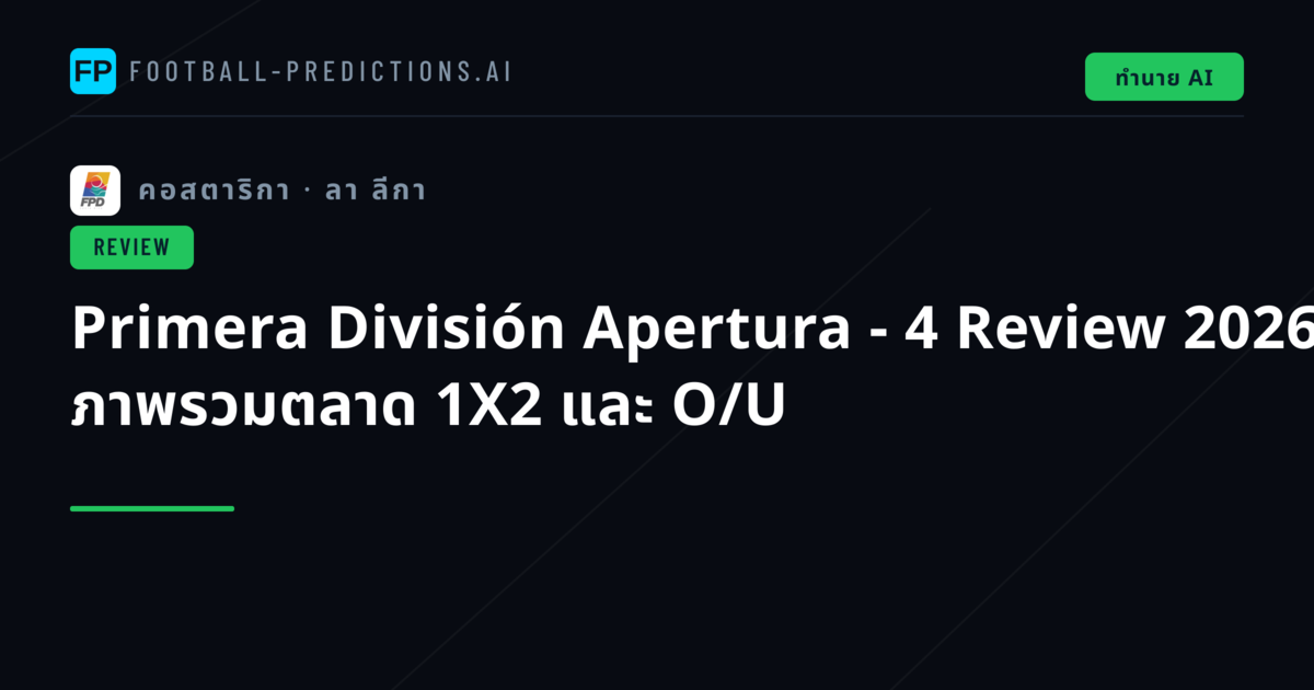 Primera División Apertura - 4 Review 2026: ภาพรวมตลาด 1X2 และ O/U