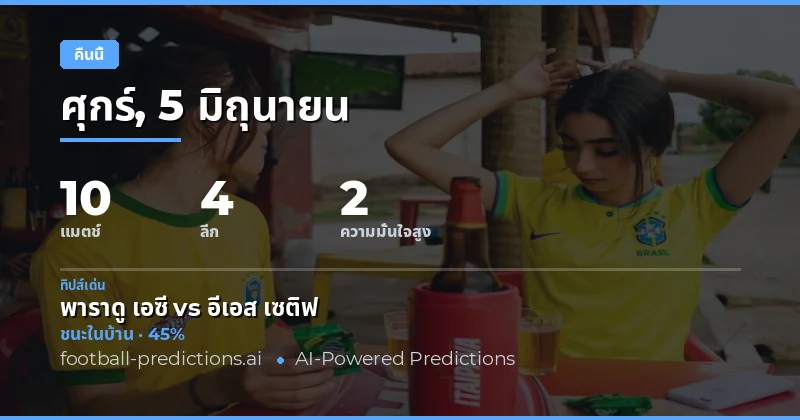 คืนวันศุกร์นี้มีอะไร : วิเคราะห์ 39 แมตช์ทั่วโลก
