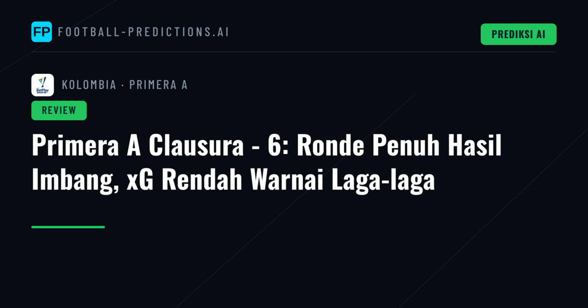 Primera A Clausura - 6: Ronde Penuh Hasil Imbang, xG Rendah Warnai Laga-laga