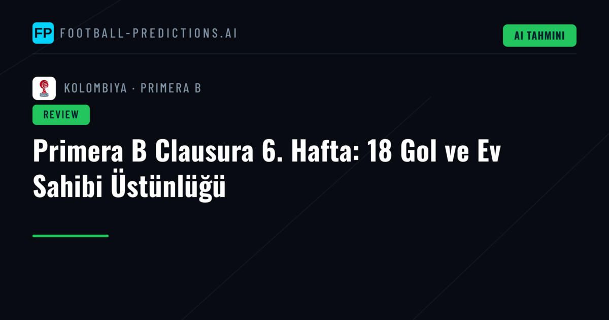 Primera B Clausura 6. Hafta: 18 Gol ve Ev Sahibi Üstünlüğü