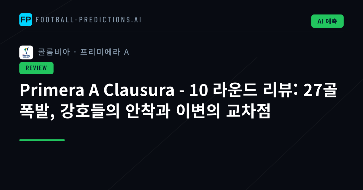 Primera A Clausura - 10 라운드 리뷰: 27골 폭발, 강호들의 안착과 이변의 교차점