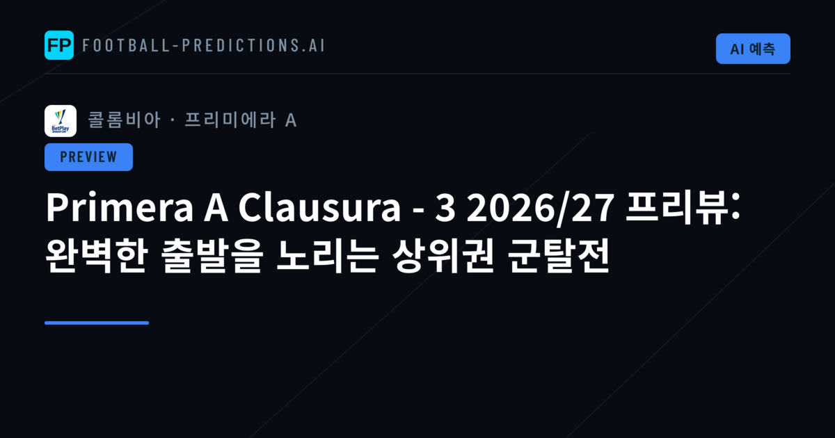Primera A Clausura - 3 2026/27 프리뷰: 완벽한 출발을 노리는 상위권 군탈전
