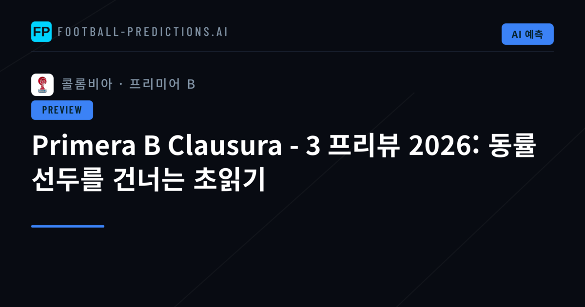 Primera B Clausura - 3 프리뷰 2026: 동률 선두를 건너는 초읽기