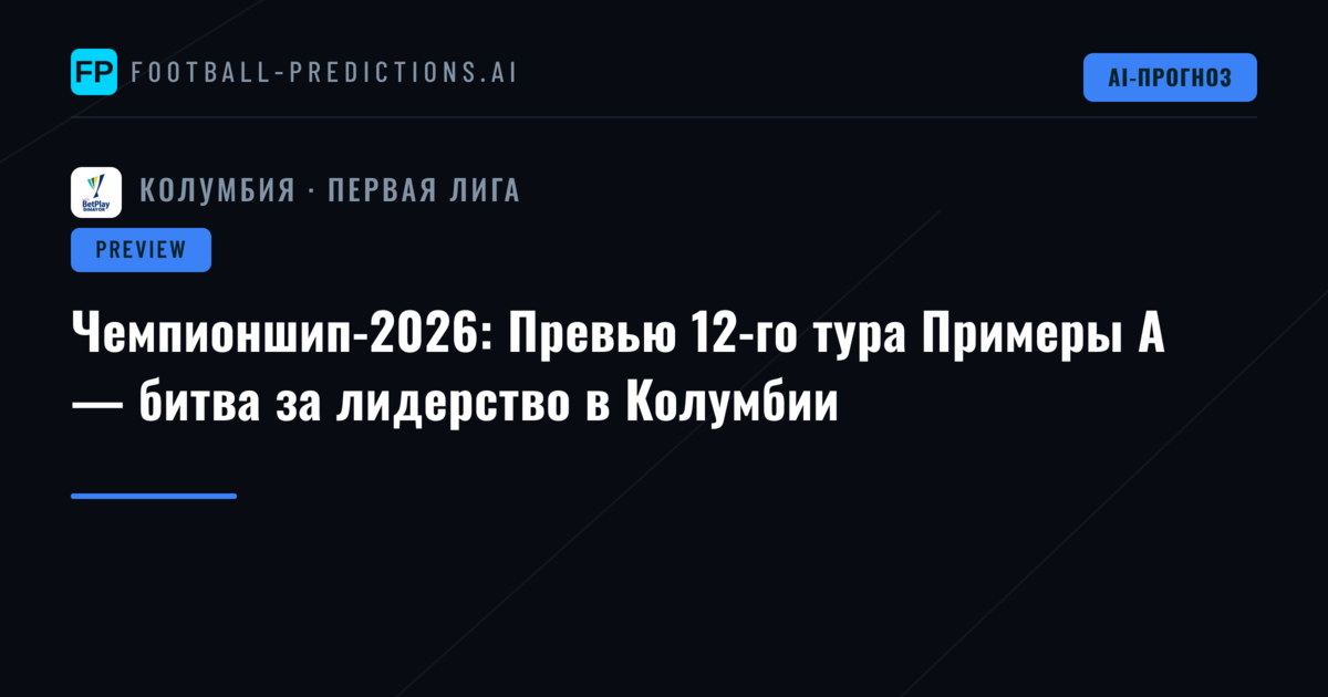 Чемпионшип-2026: Превью 12-го тура Примеры А — битва за лидерство в Колумбии