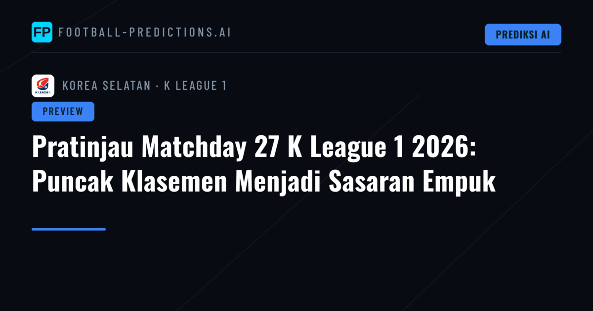 Pratinjau Matchday 27 K League 1 2026: Puncak Klasemen Menjadi Sasaran Empuk
