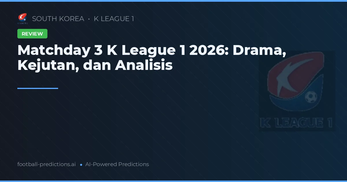 Matchday 3 K League 1 2026: Drama, Kejutan, dan Analisis